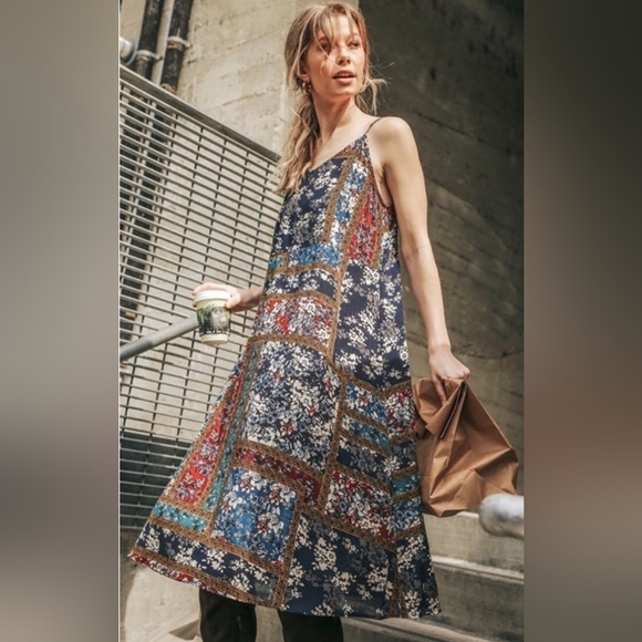 Umgee Sleeveless Floral Patchwork Midi Dress - Picture 2 of 14